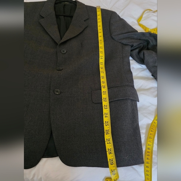 Joseph Feiss International Grey Pure Wool 3 Button Blazer Jacket 44R Preppy Y2K - Picture 10 of 12